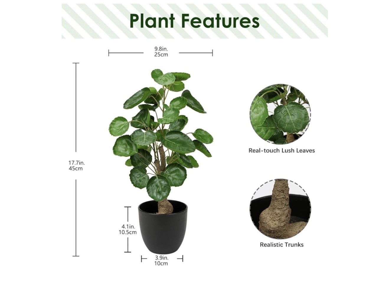 18 Inch Fake Money Tree Plant Indoor Potted Plants Artificial Pachira Money T…