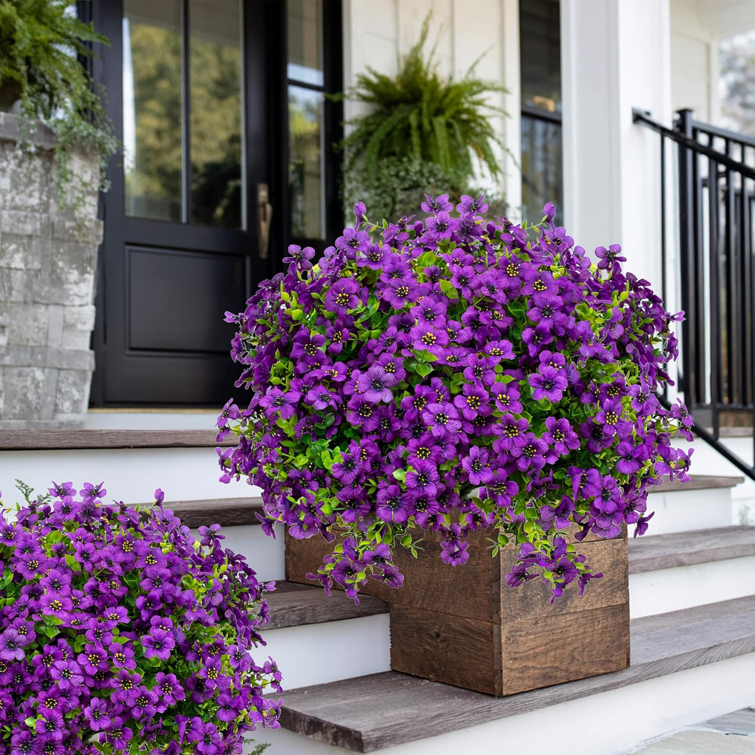 AXYLEX Artificial Flowers for Outdoors, 16 Bundles Fake Plants (Purple) | UV res
