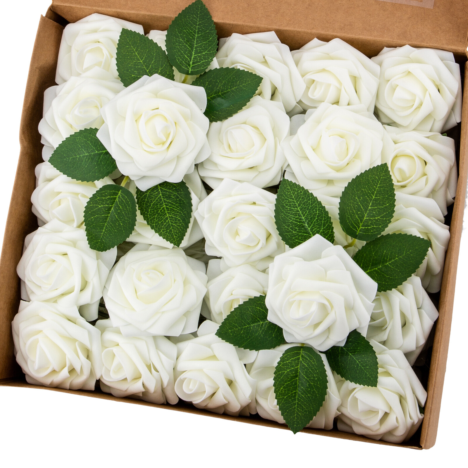 50Pack Faux Fake Foam Rose Bulk for DIY Wedding Bouquet Baby Bridal Shower Party