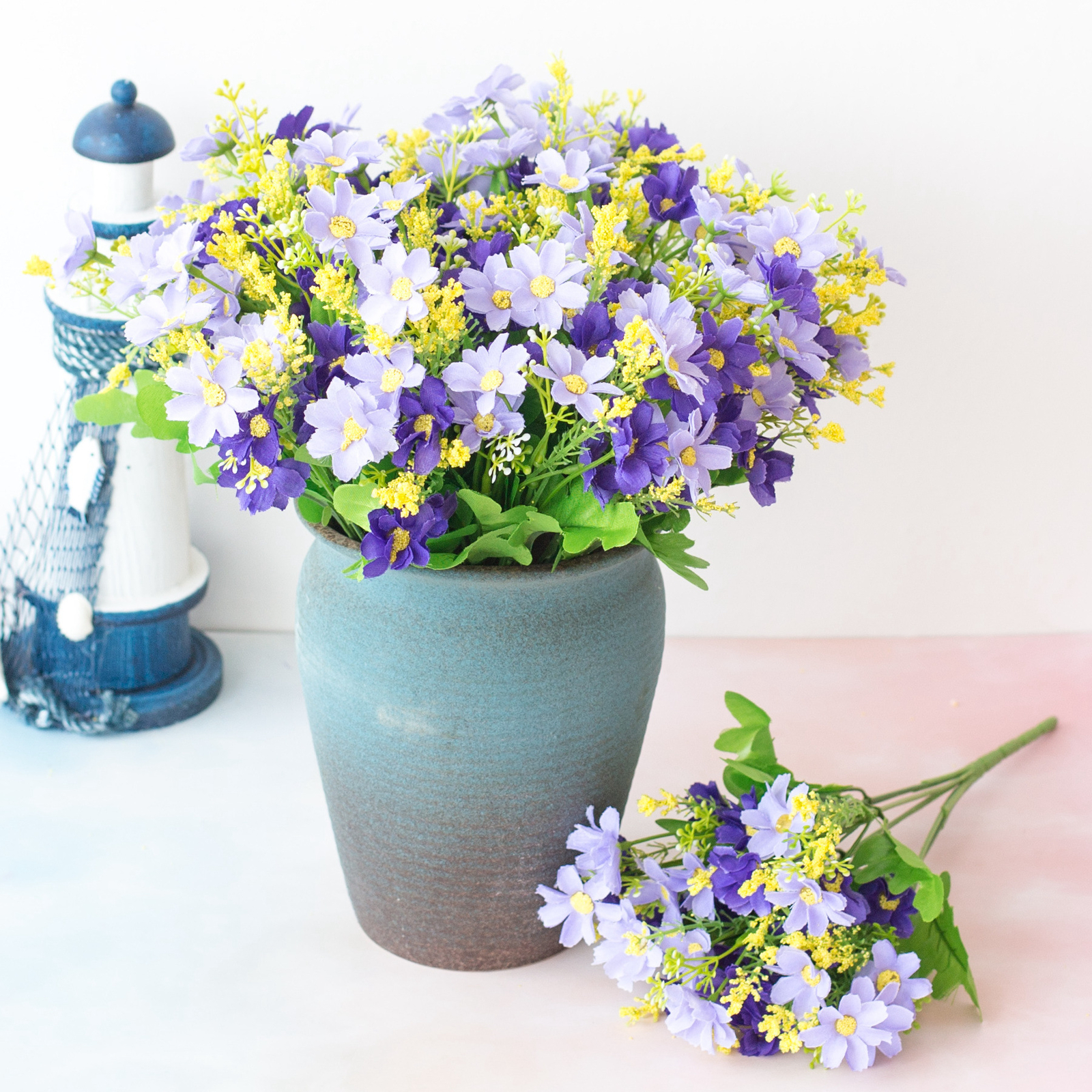 28 Heads Simulated Chrysanthemum Flower Decor Balcony Hanging Basket Floral