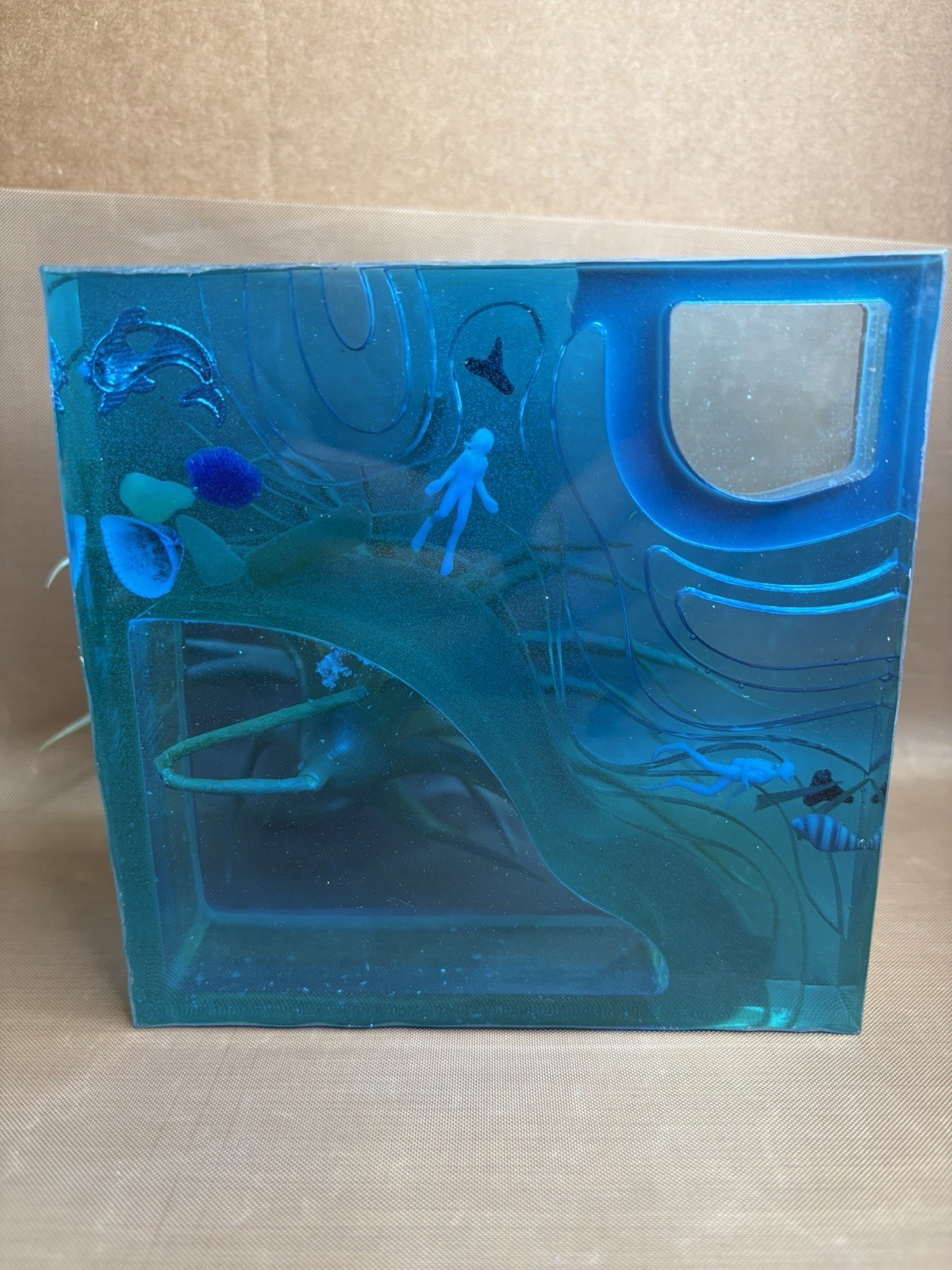 Artificial Air Plant Underwater Theme Resin Planter Arrangement, Blue & Green.