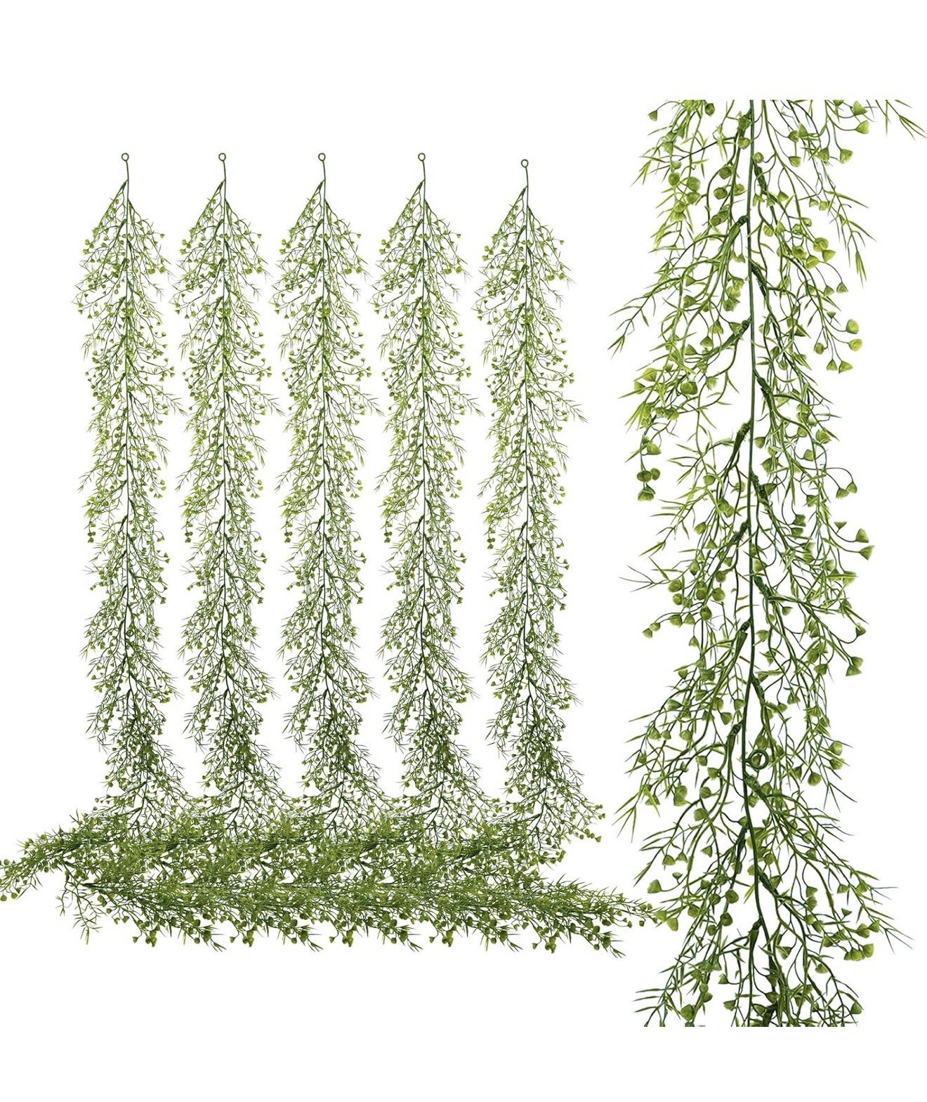 Artificial Greenert Garland 6 Pack 5.57ft Faux Leaf Green For Table Room Bedroom