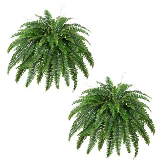 Artificial Boston Fern Bush- Set of 2 Large Artificial Ferns for 45″- 55 Leaves