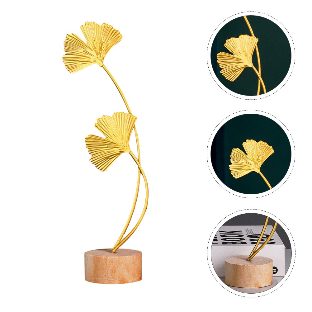 Elegant Ginkgo Leaf Decoration Metal for Desktop 1Pcs 11×2.7in
