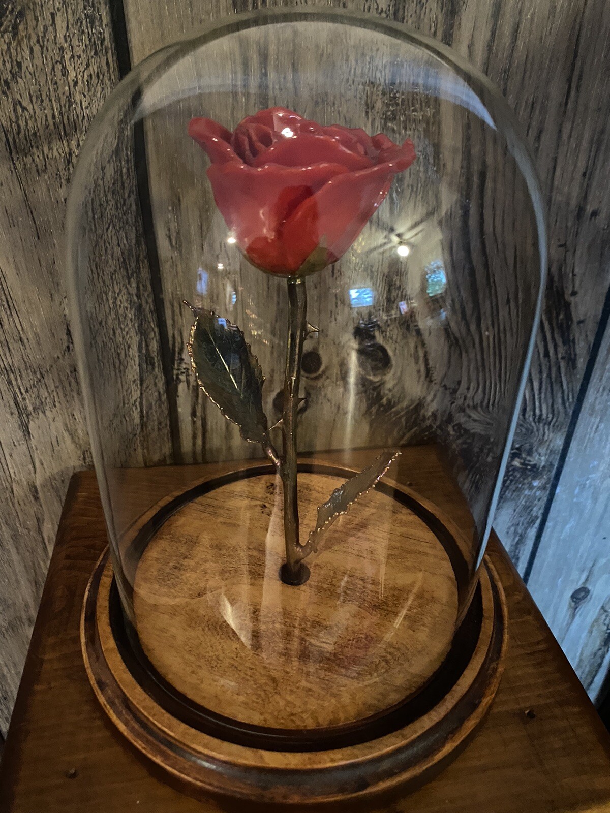 Forever Lacquered Red Rose with Removable Glass Dome