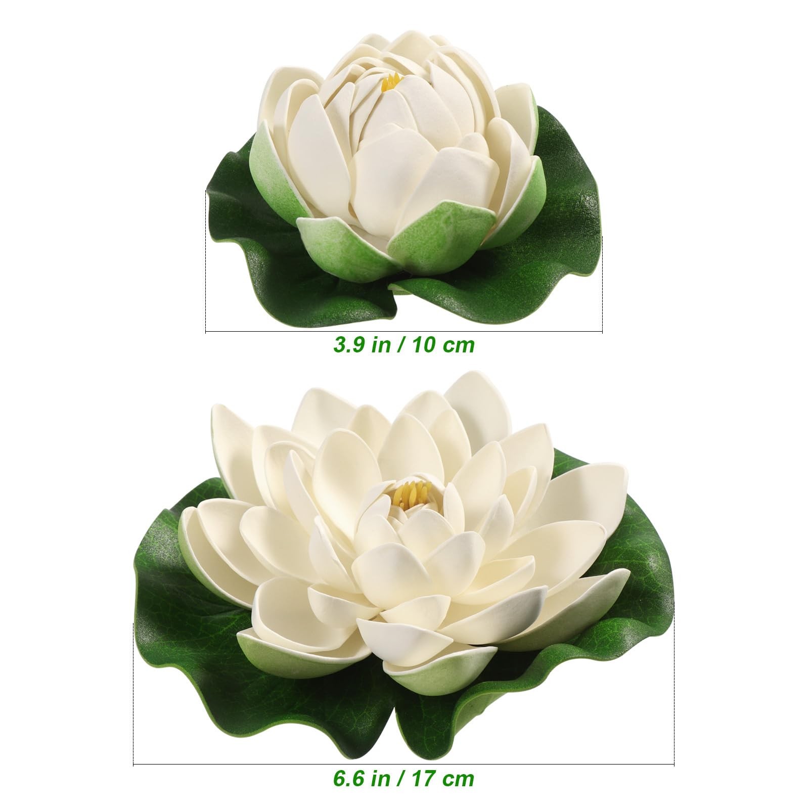 6pcs White Artificial Floating Lotus Flowers 7 Inch Lily Pads 2 Large(18cm) +…