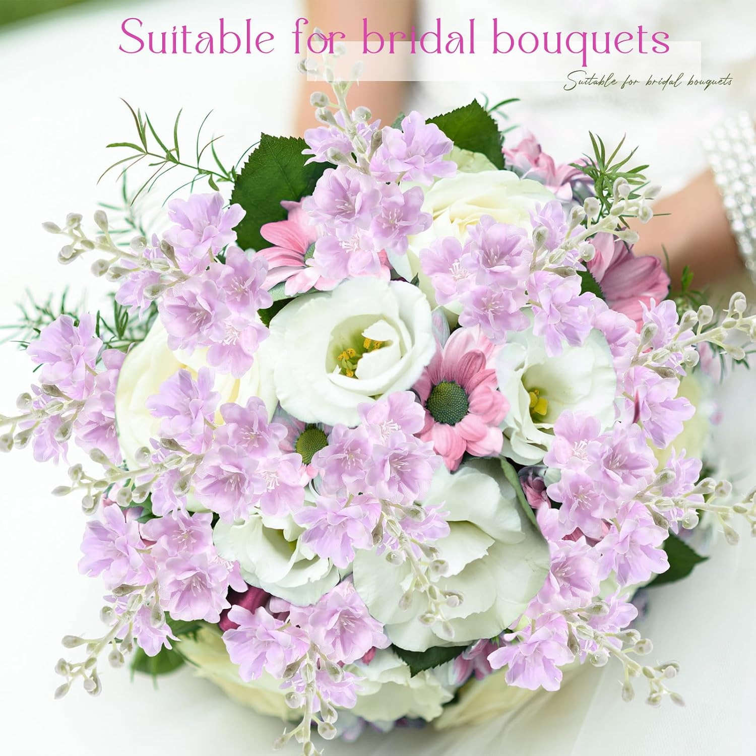 12 Pcs Purple Delphinium Artificial Flowers for Wedding Home Decor Arrangement