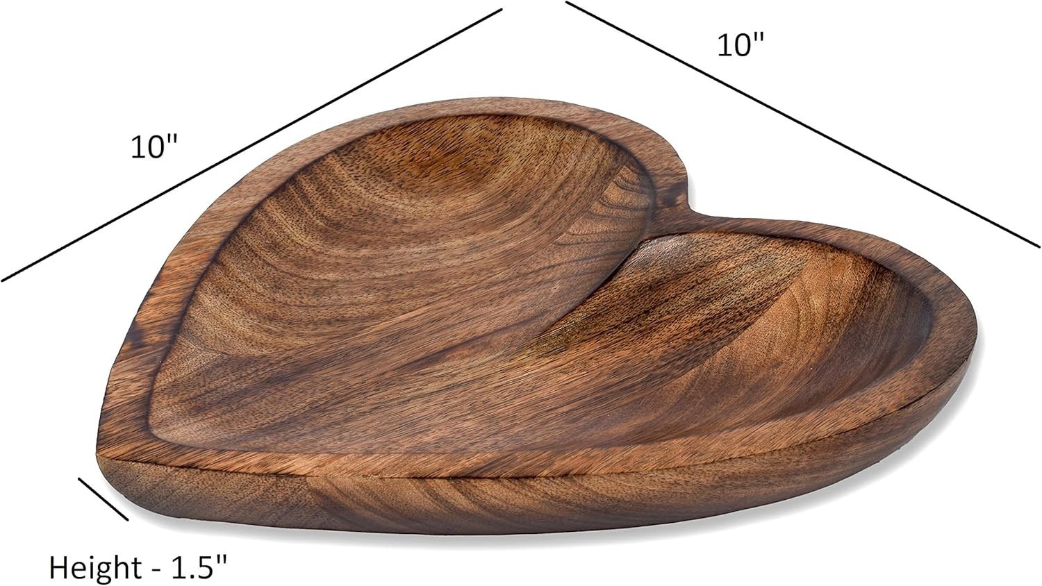 Mango Wood Heart Curved Shaped Decorative Bowl Table Centerpieces Home Party