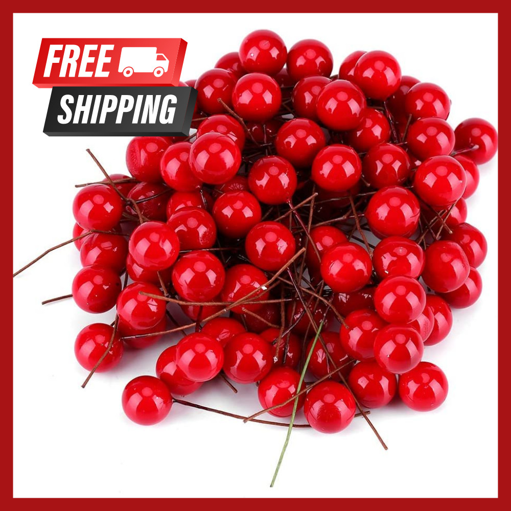 100 Artificial Cherries Lifelike Simulation Red Fake Berries Model for Crafts