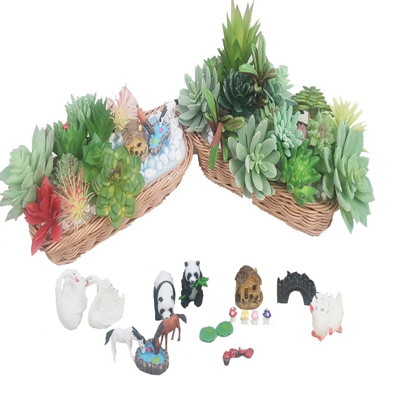 49 Pieces Artificial Succulent Potted In Box Indoor Outdoor Simulated Plants