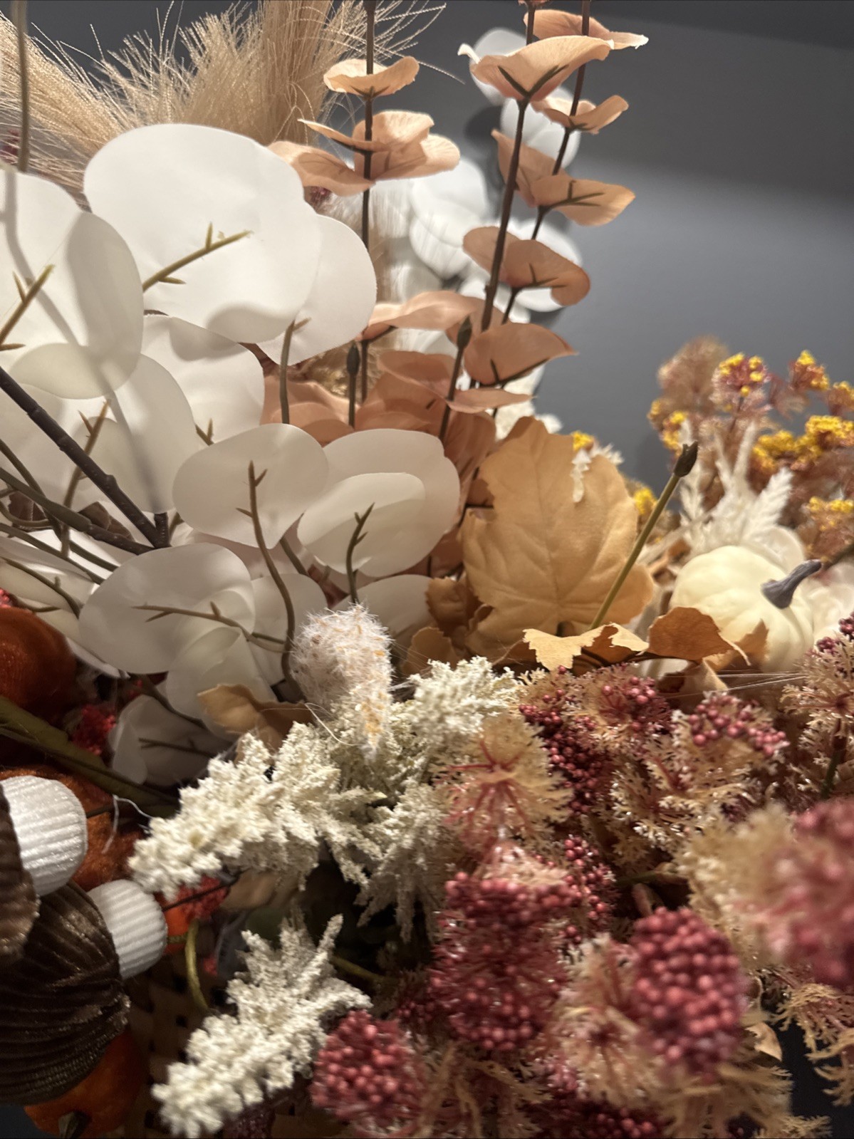 Large Fall Wedding Fake Flower Lot 38 Bunches W Mushrooms Pumpkins Autumn Basket