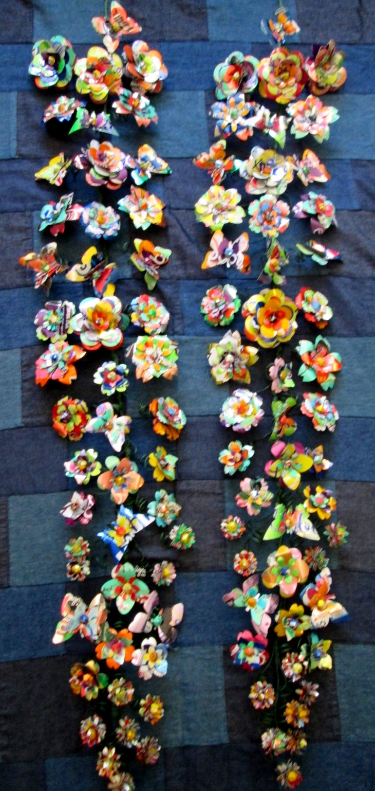 Flower & Butterfly Garland Upcycled (x2 36″) Weddings Gifts Beautiful Decor
