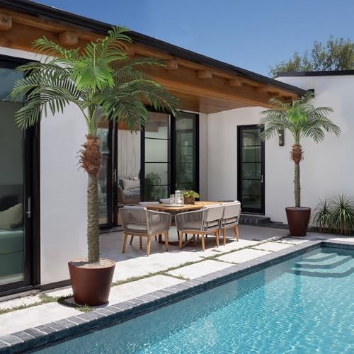 2 PCS Fake Palm Tree 7 FT,Tall Artificial Palm Trees for Outdoor 7 FT 2PCS