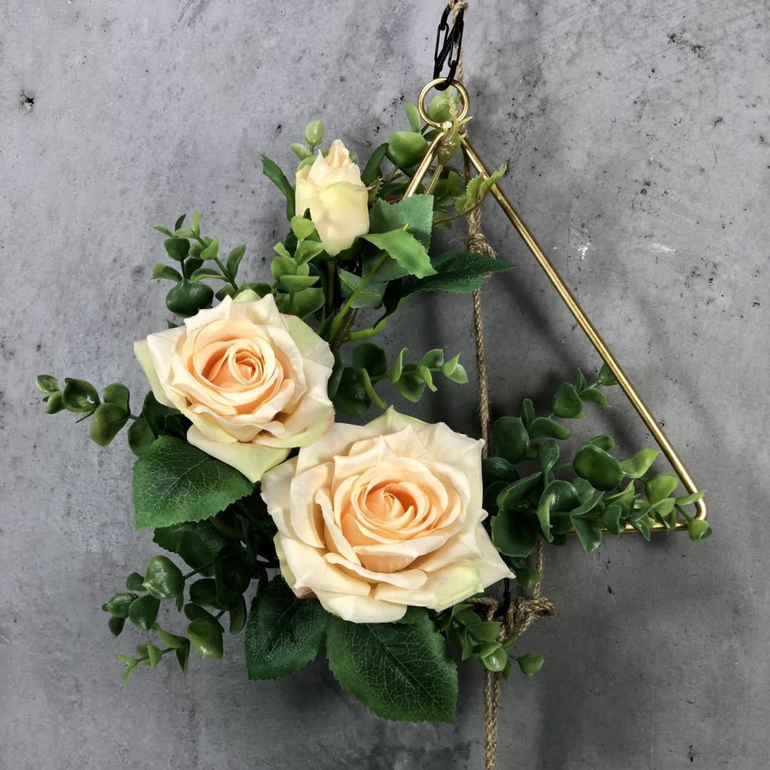 Floral Hoop Wreath Rose Flower Leaves Metal Hoop Ring Garland Wedding Home Decor