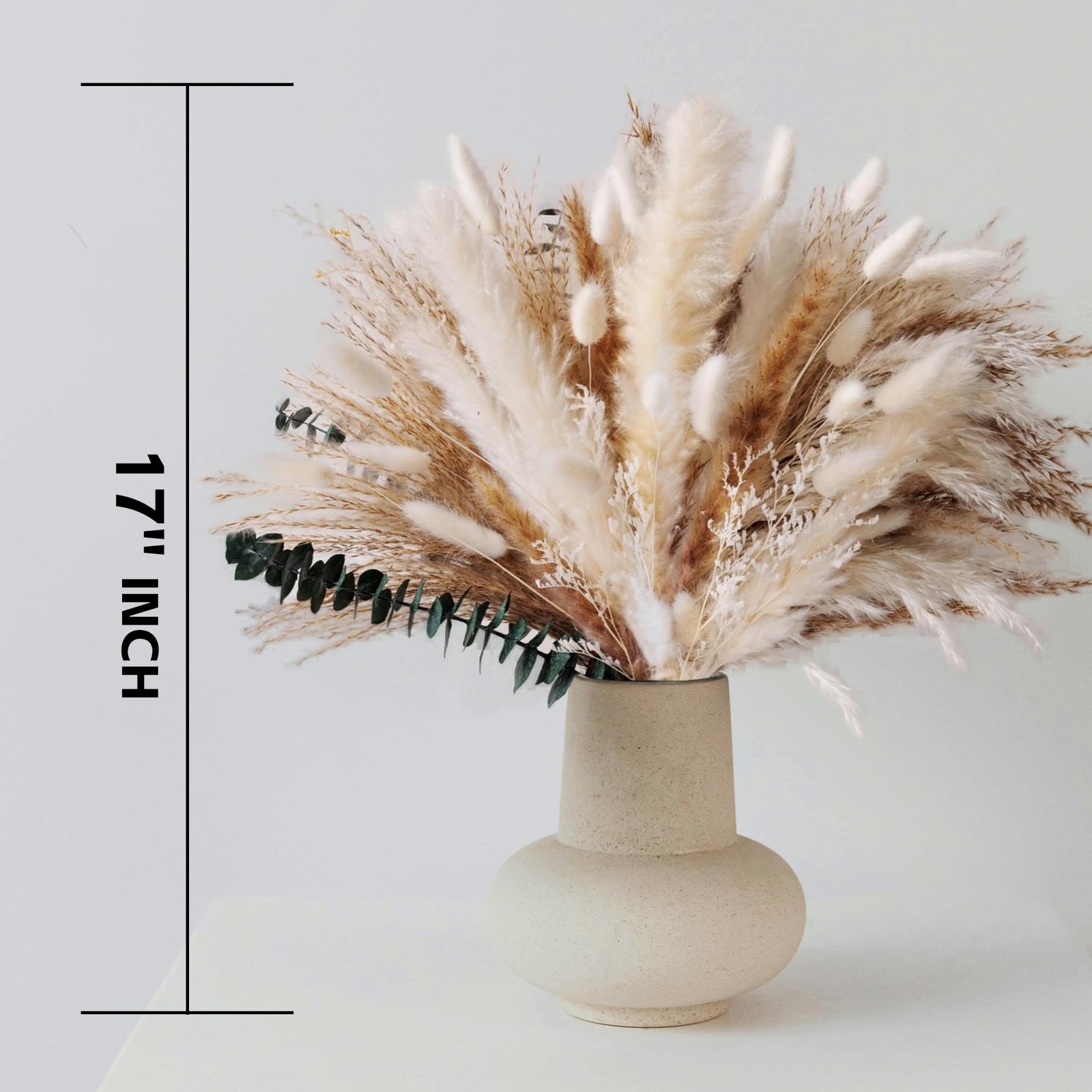 Dried Flower Bouquet – Pampas Grass, Bunny Tails, Olive Green Eucalyptus & Pr…