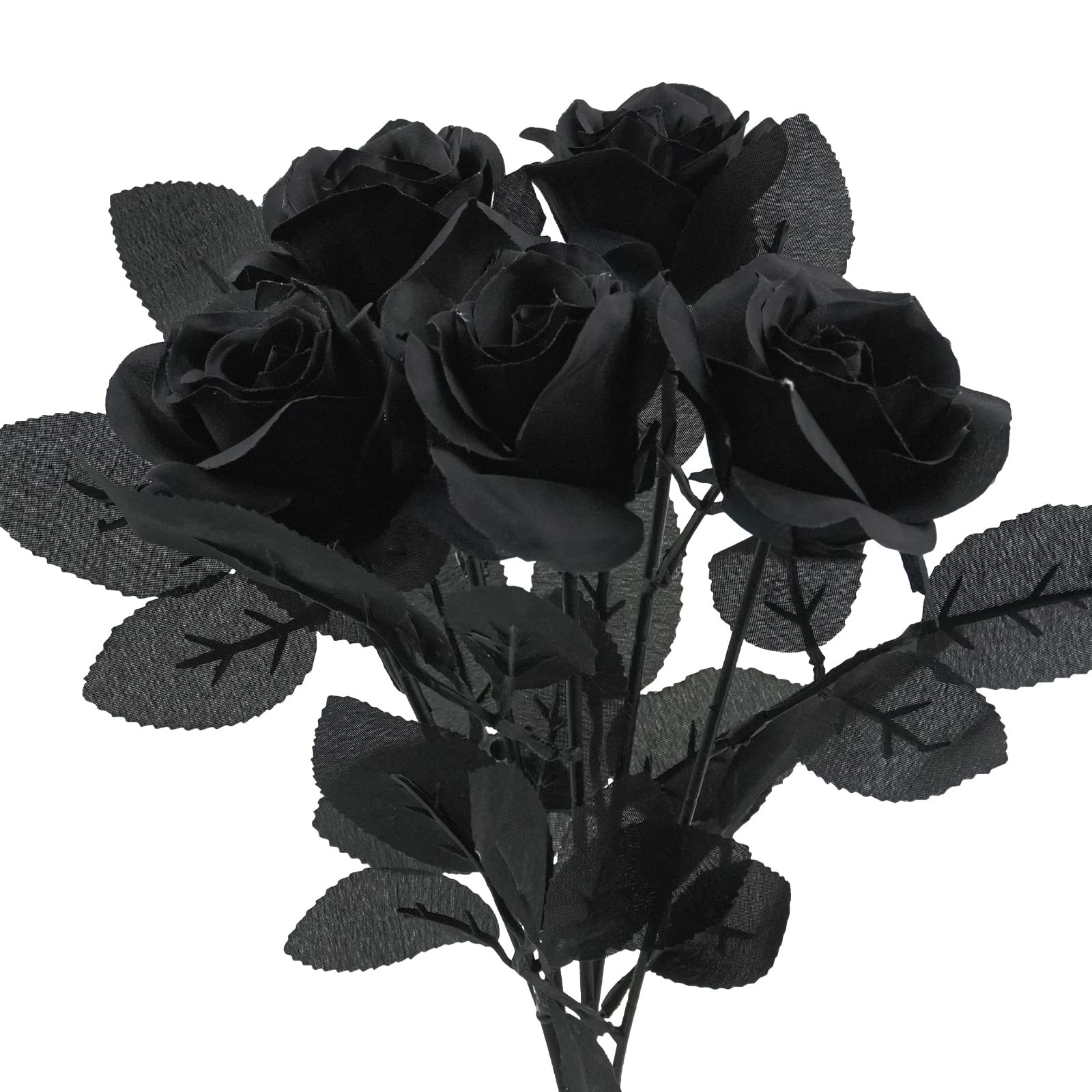 5Pcs Roses Artificial Flowers, Black Roses Artificial Flowers Fake Flower Sil…