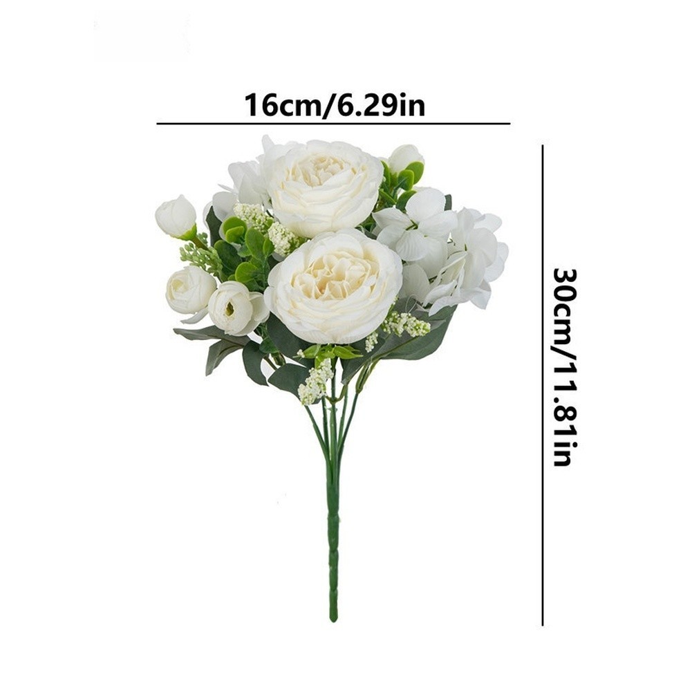 Wedding Bouquet with Silk Peony Hydrangea Flowers for Home Decor Display