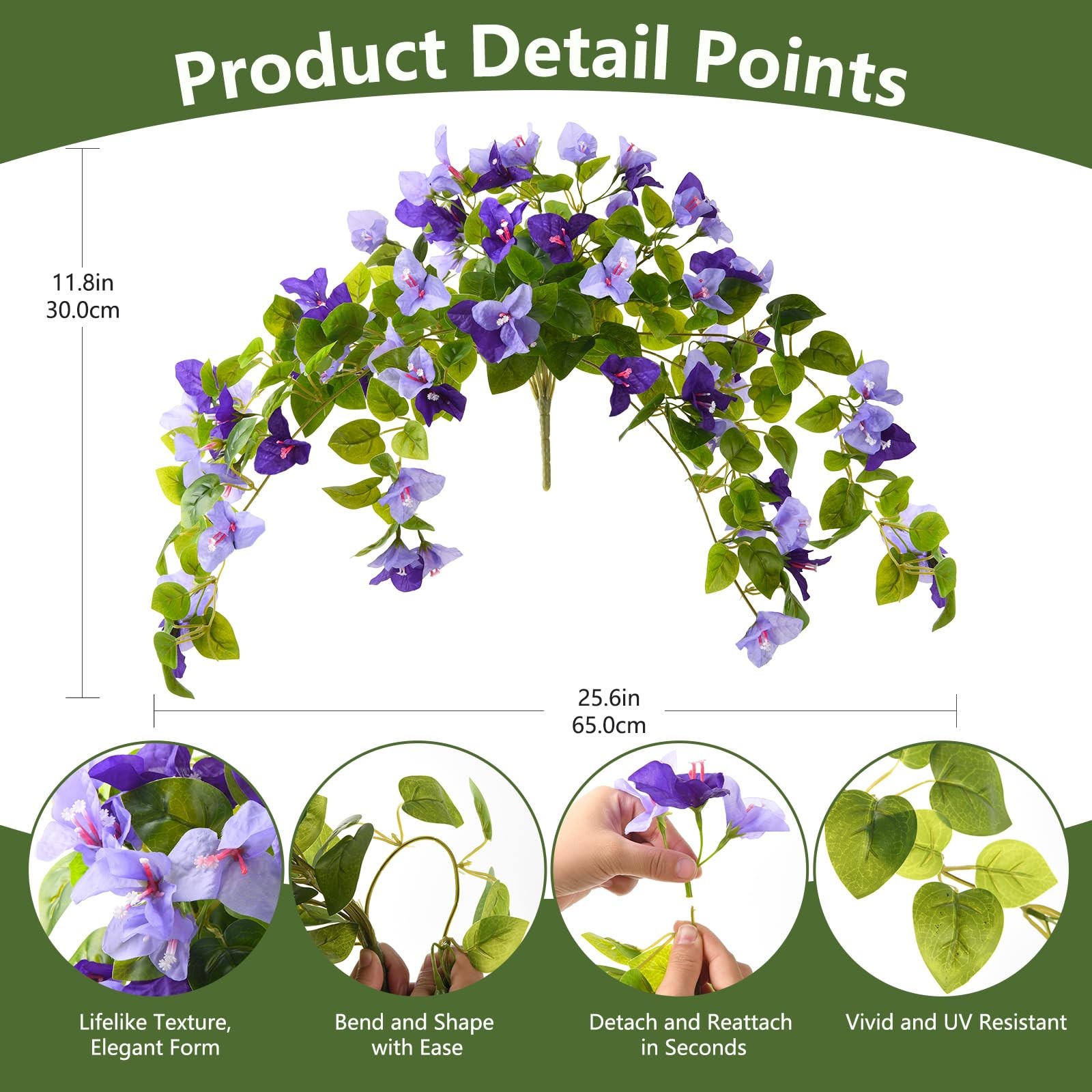 Faux Bougainvillea Artificial Flowers Plants for Outdoor Spring Summer Decora…