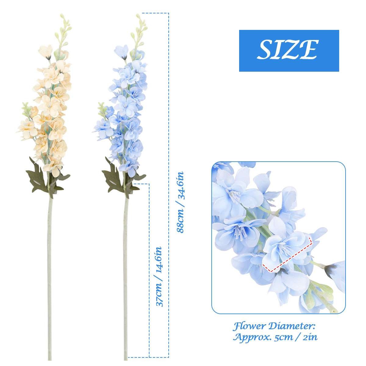 LOT Artificial Flowers Delphinium Long Silk Larkspur Flowers Home Garden Decor