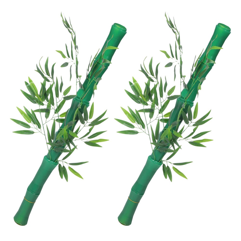 Simulated Bamboo Decorative Tube Fake Stems Artificial Leaves Greenery Branches