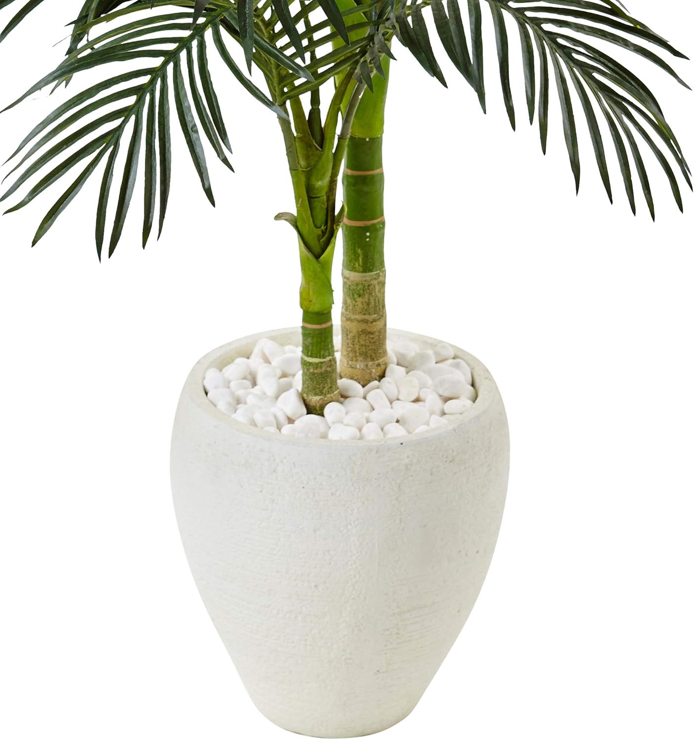 4.5Ft Golden Cane Palm Artificial Tree in Elegant White Planter
