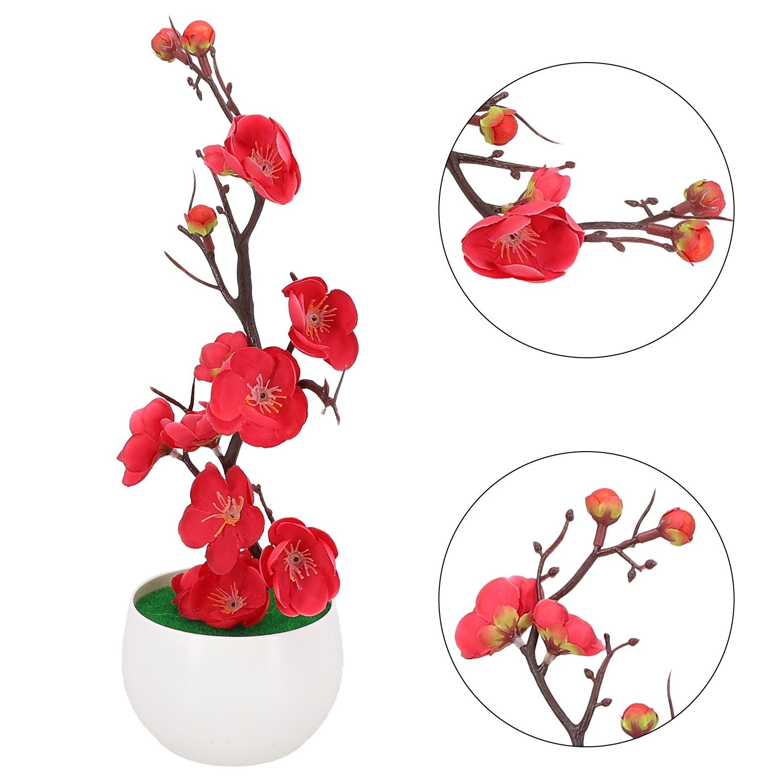 Plant Artificial Potted Flower Plastic Plum Blossom Decorative Garden Home