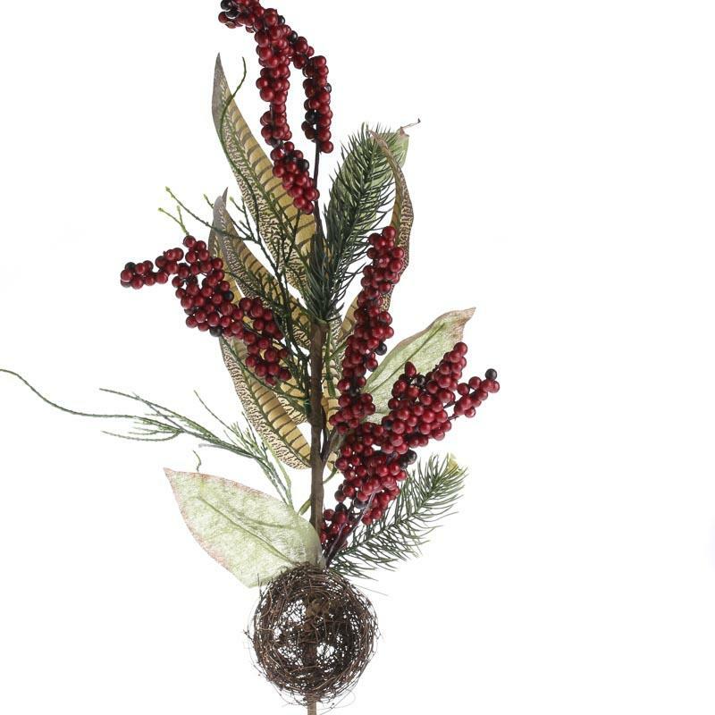 Set of 2 Artificial Winter Berry and Pheasant Floral 22″ Sprays with Nest