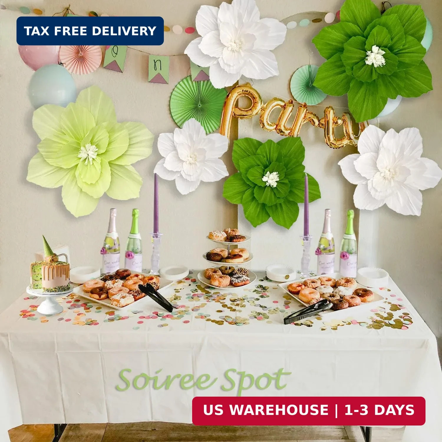 6PCS Paper Flowers Artificial Wall Decor 3D Tissue Paper Flowers Wedding Birthda