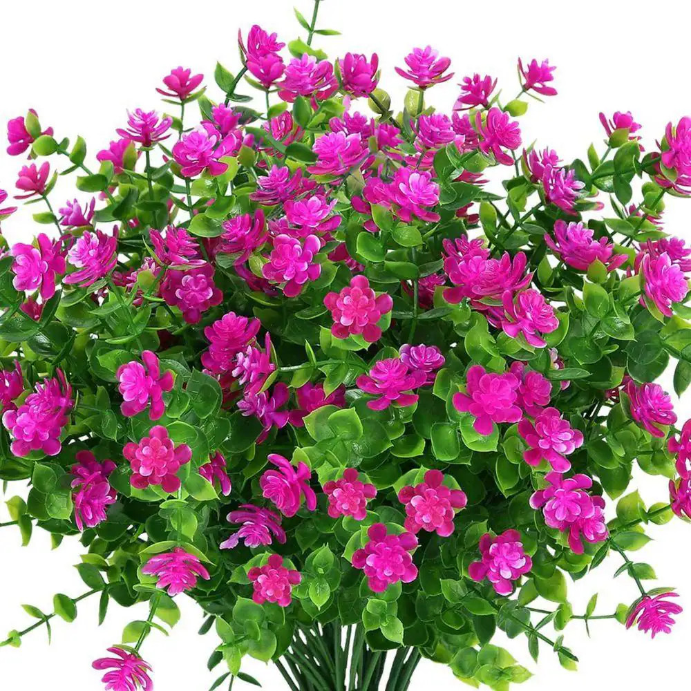 13.8 In. Fuchsia Purple 24-Bundles Outdoor Artificial Fake Flowers UV Resistant