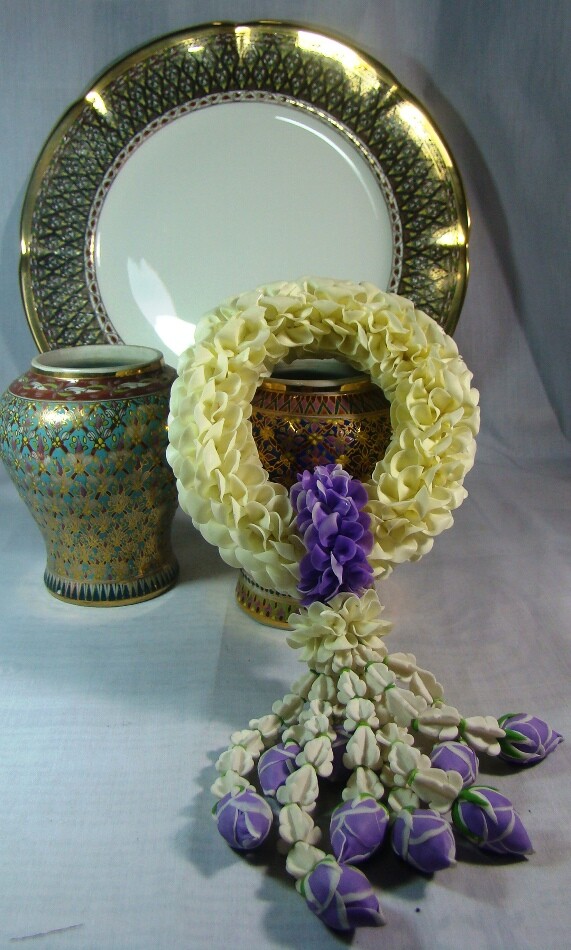 Garland Flower white purple Thai Malai Handcraft Worship souvenir Decor gift New