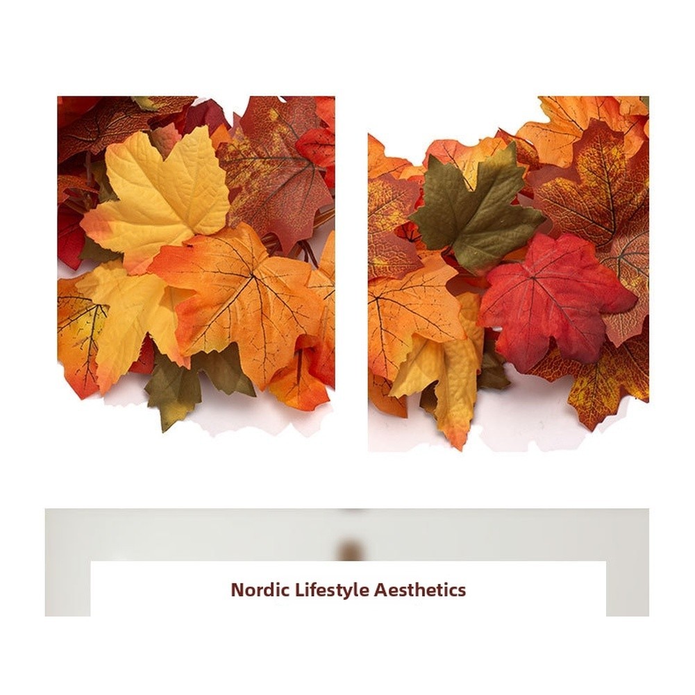 Silk Fabric Maple Leaf Vine with Detailed Veins for Autumn Interior Design