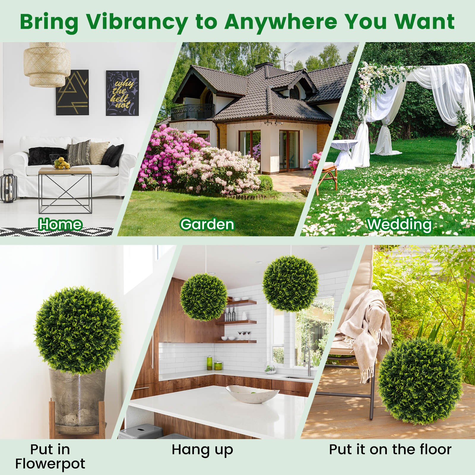 2 PCS 22″ Artificial Cedar Topiary Balls Sun-protective Round Greenery Bushes