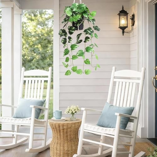 Fake Pothos Hanging Plants – Artificial Hanging Plant with Green and Golden