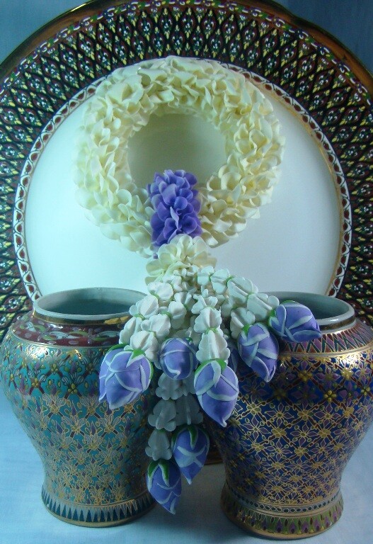 Garland Flower white purple Thai Malai Handcraft Worship souvenir Decor gift New
