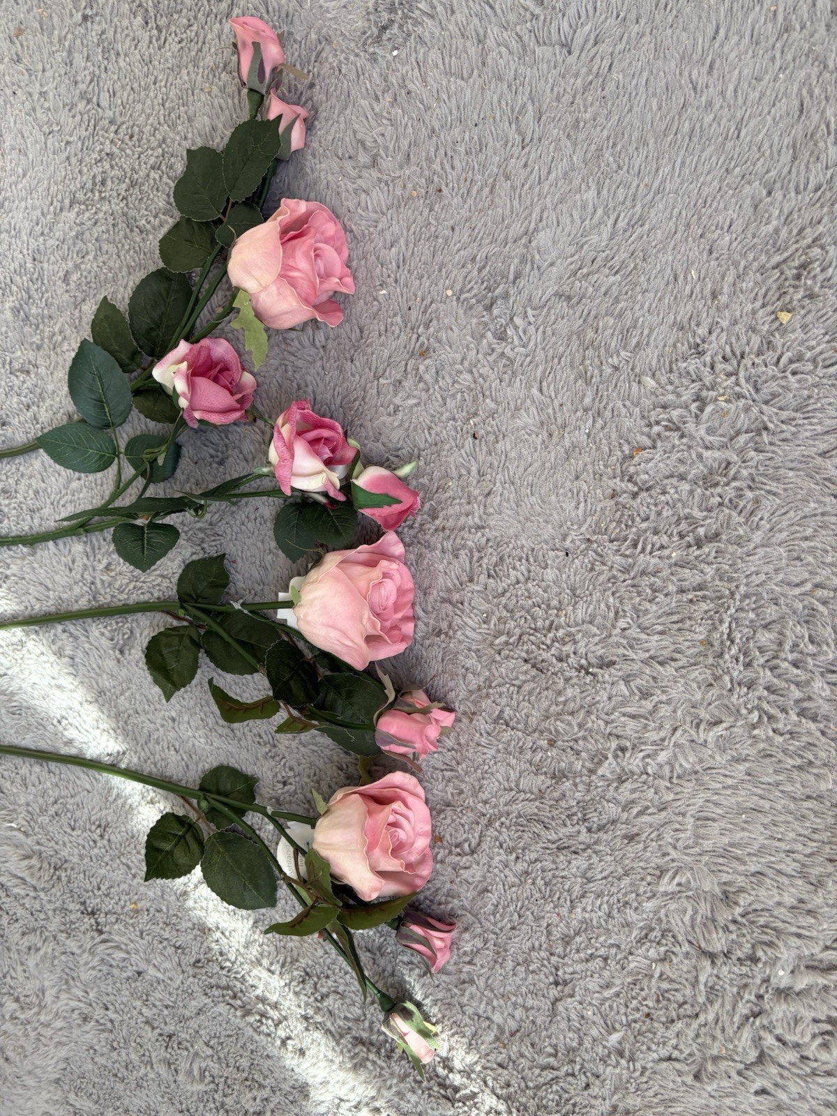 4 Long Stem Bendable Foam Real Touch Sweetheart Roses Faux Flower Pink Peach