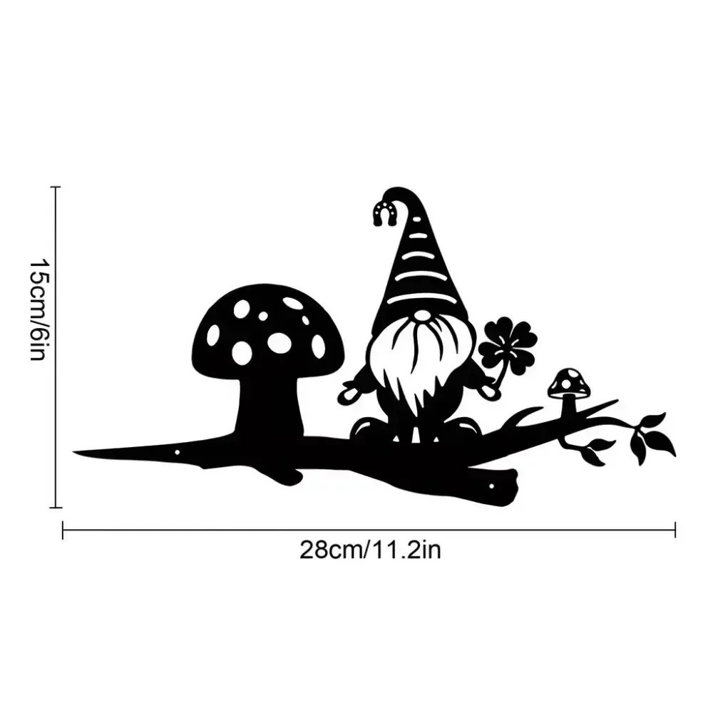 Whimsical Metal Branch Gnome Wall Art – Garden Party Home Decoration