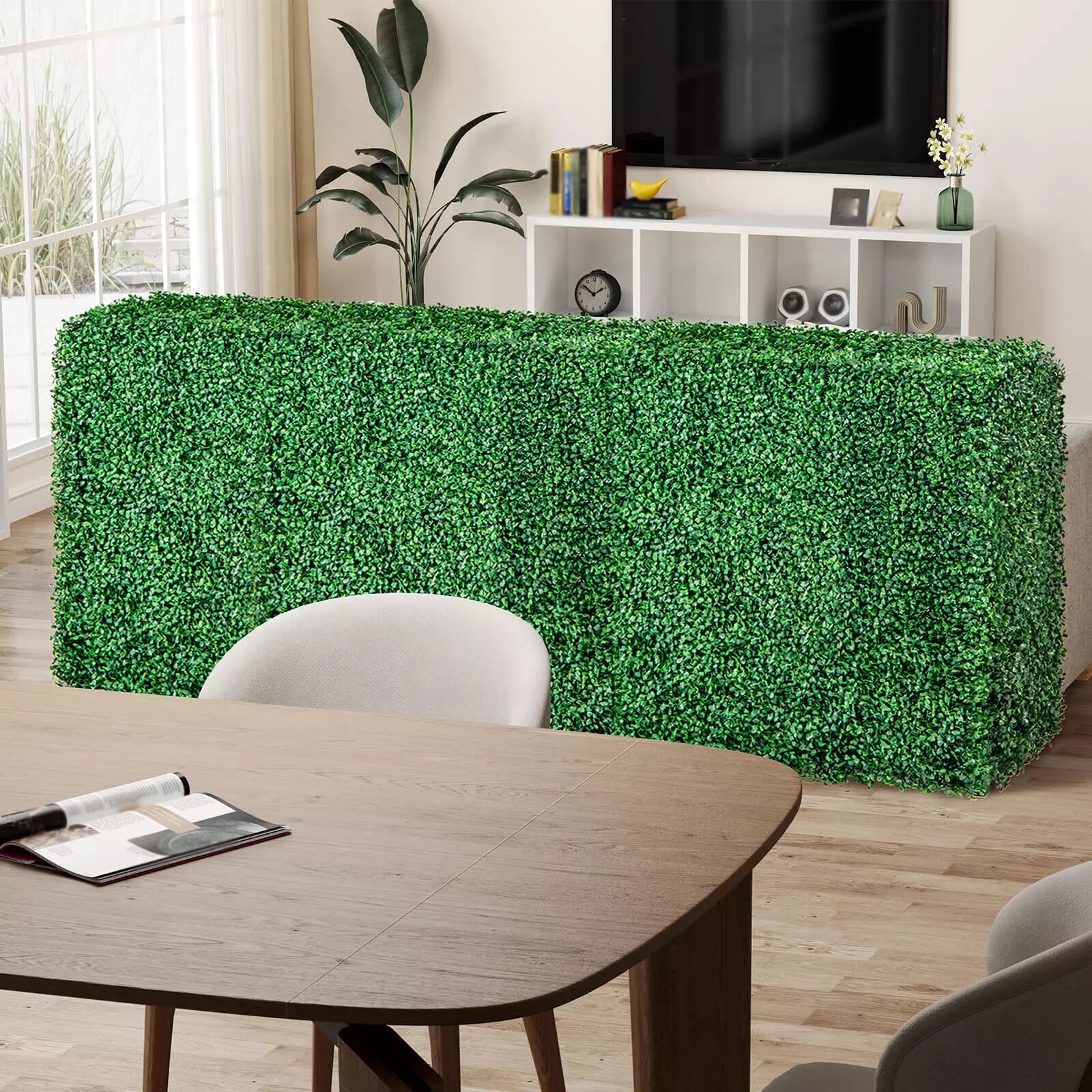Artificial Plant Wall w/ Realistic PE Leaves Aluminum Tubes Zip Ties Decoration