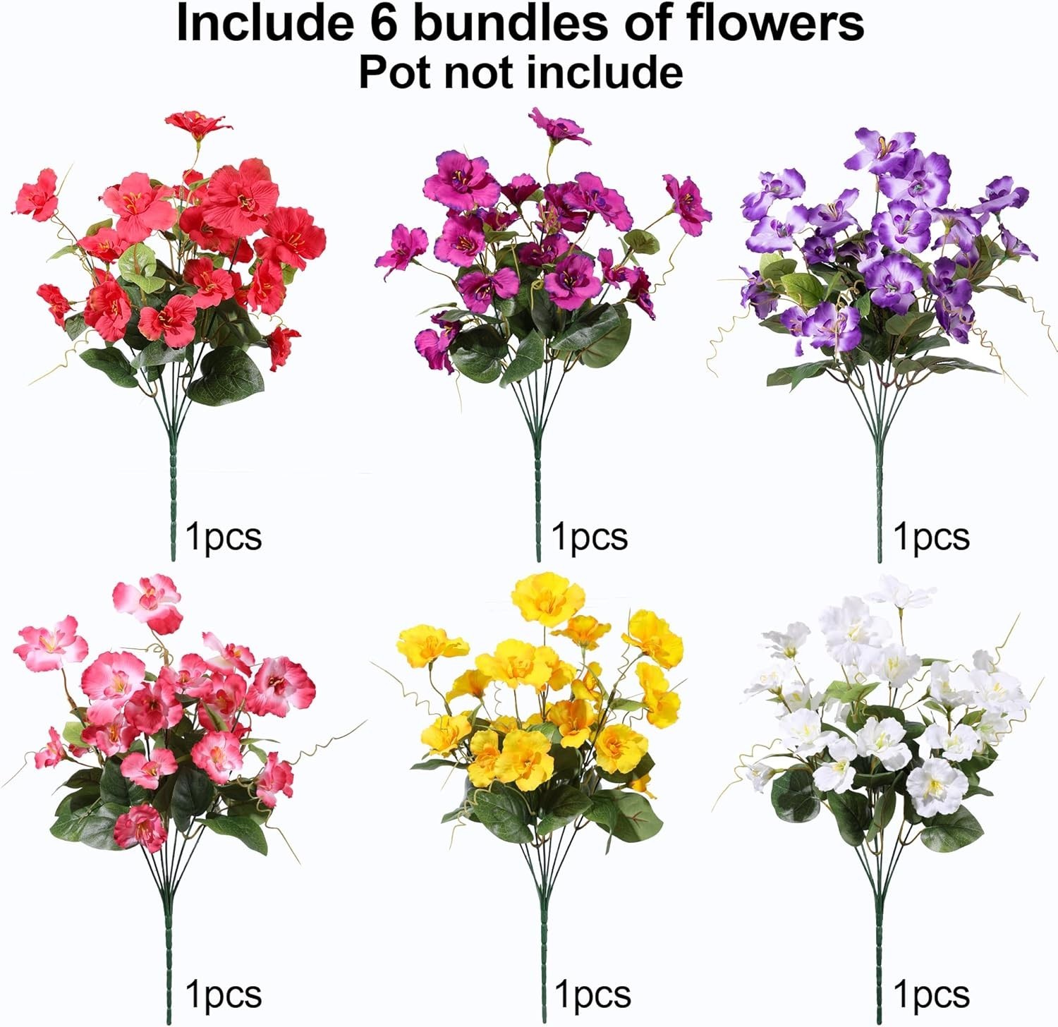 Hibiscus Artificial Flowers Plants for Outdoors Summer Decoration, 6 Bundles …