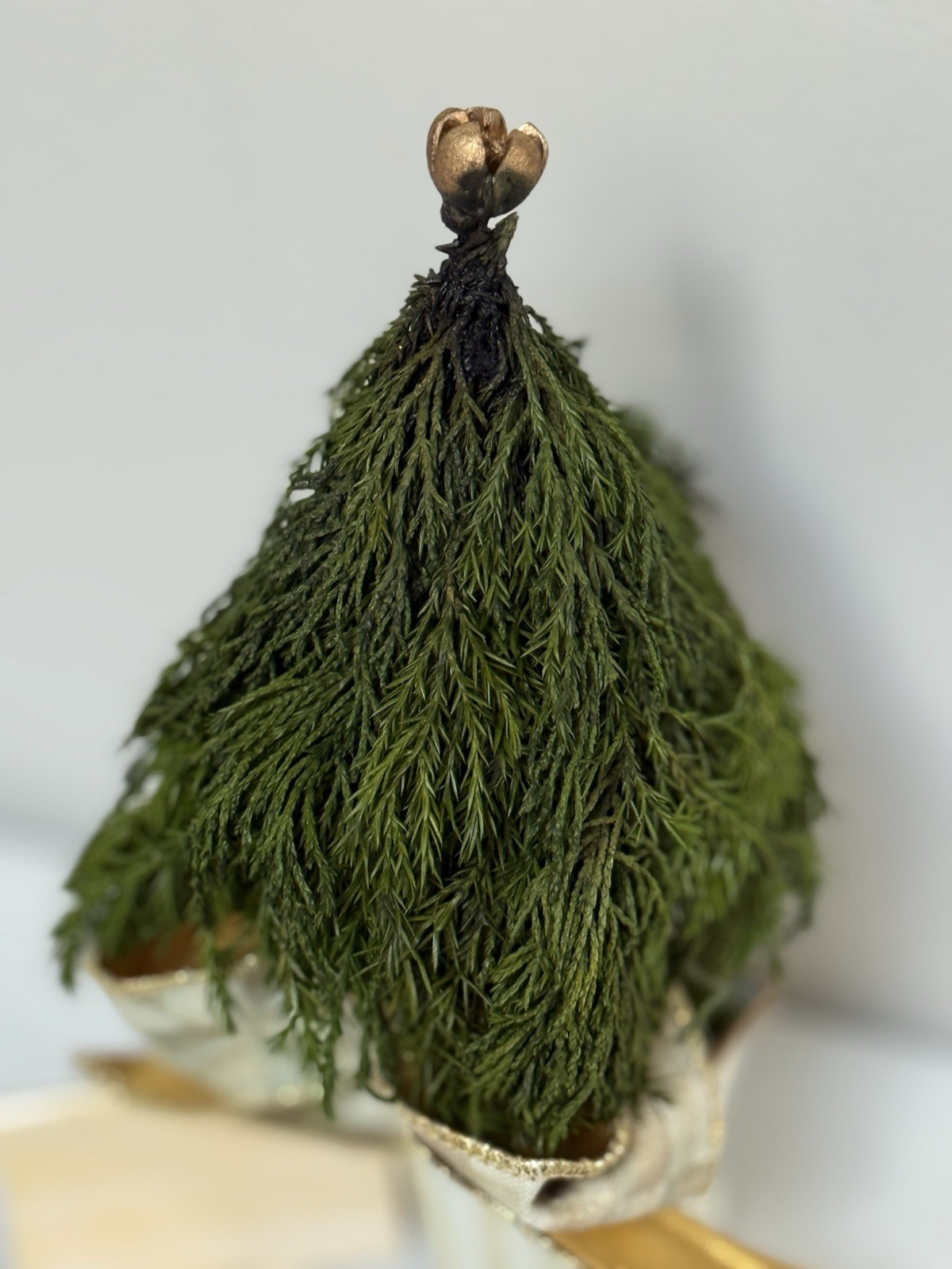 NEW Mackenzie Childs Evergreen Accents Topiary Mocha Check/Stripe 9” Tall