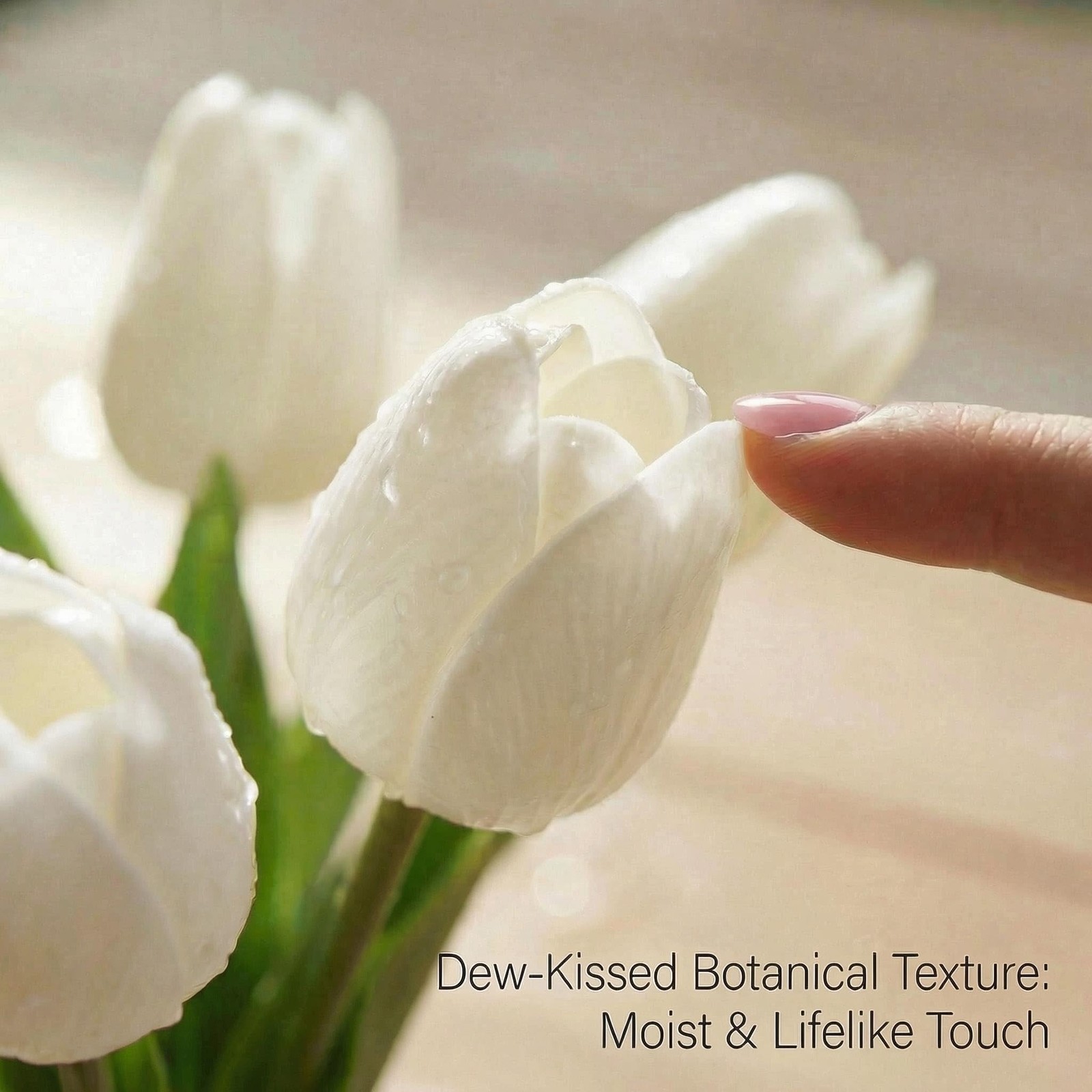 White Artificial Tulips Flowers Centerpiece, 13.5″ Lifelike PU Fake Floral St…