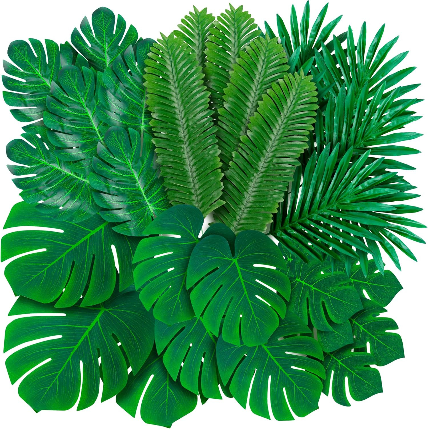 108PCS Artificial Palm Leaves Tropical Green Party Decor for Luau Safari Theme