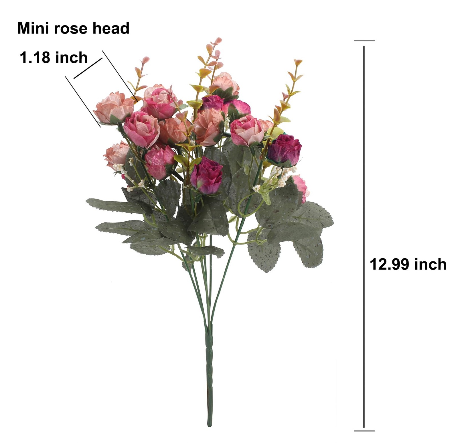 Rose Red Mini Rose Heads Artificial Flowers Bouquet 7 Branch 4 Pack