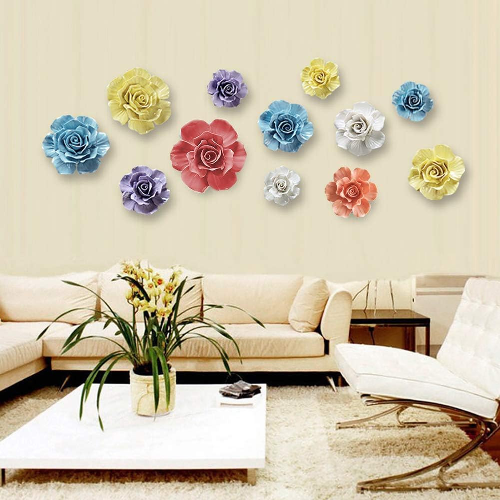 Elegant 3D White Rose Ceramic Wall Art for Home Décor, 7.08 Inch