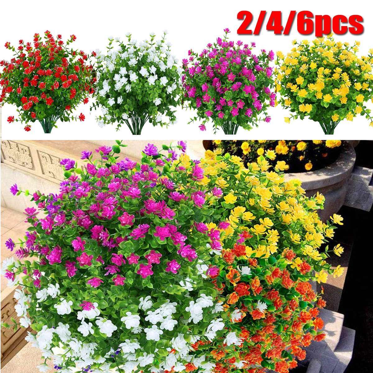 2~12Pack Artificial Flower Fake Outdoor UV Resistant Boxwood Plants Shrub Decor