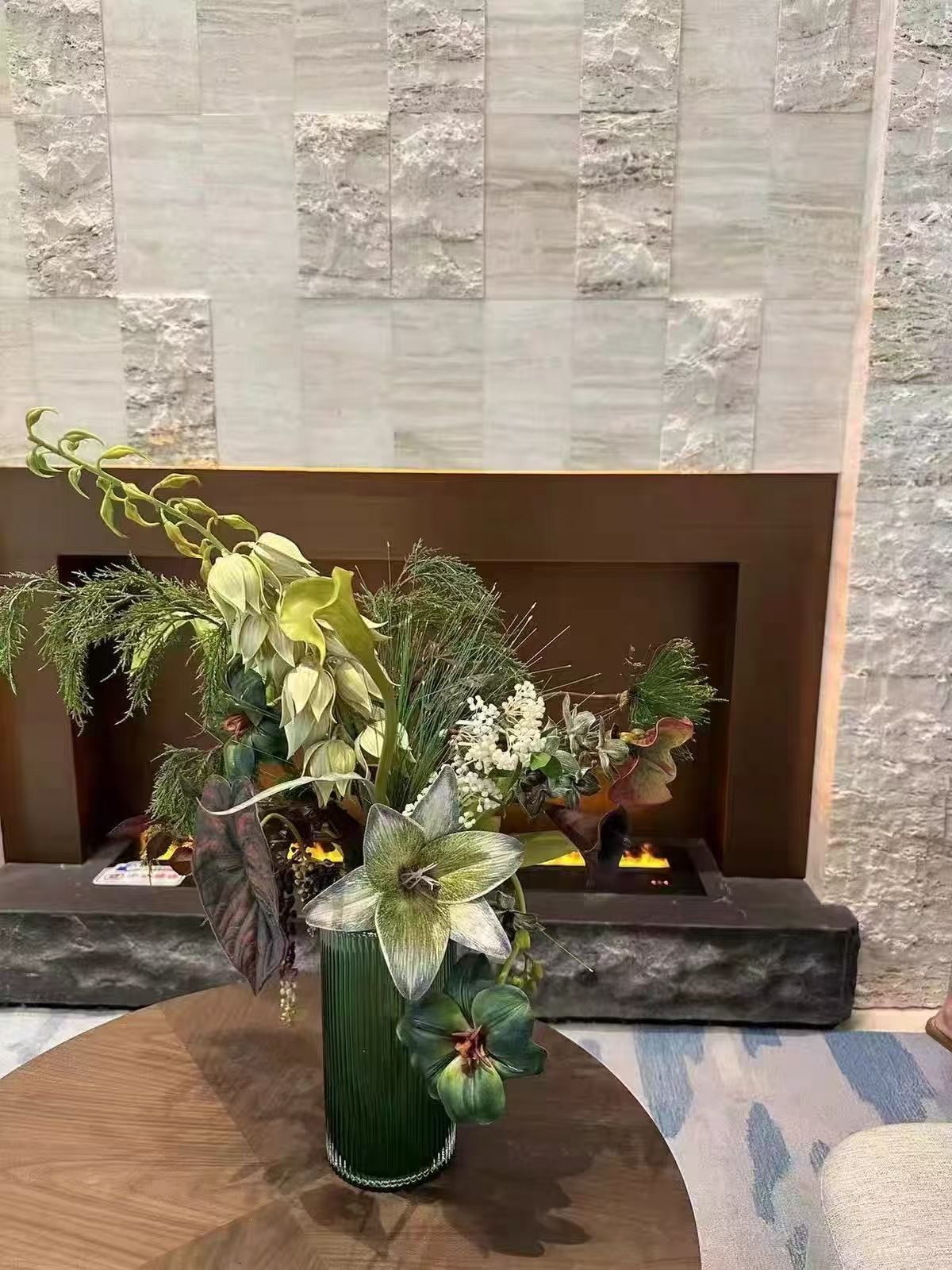 Luxury Green Botanical Floral Arrangement Designer Faux Flower Centerpiece