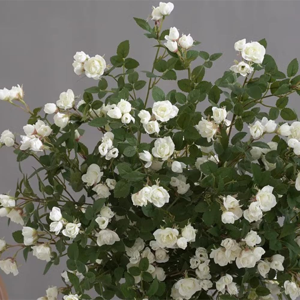 29″ White Artificial Roses – 6 Pcs Faux Flowers for Home & Office Décor