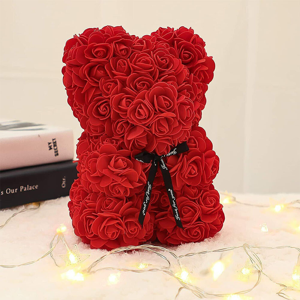 US1-2Pc 9.84Inch Flower Floral Foam Rose Teddy Bear Romantic Valentine’sDay Gift