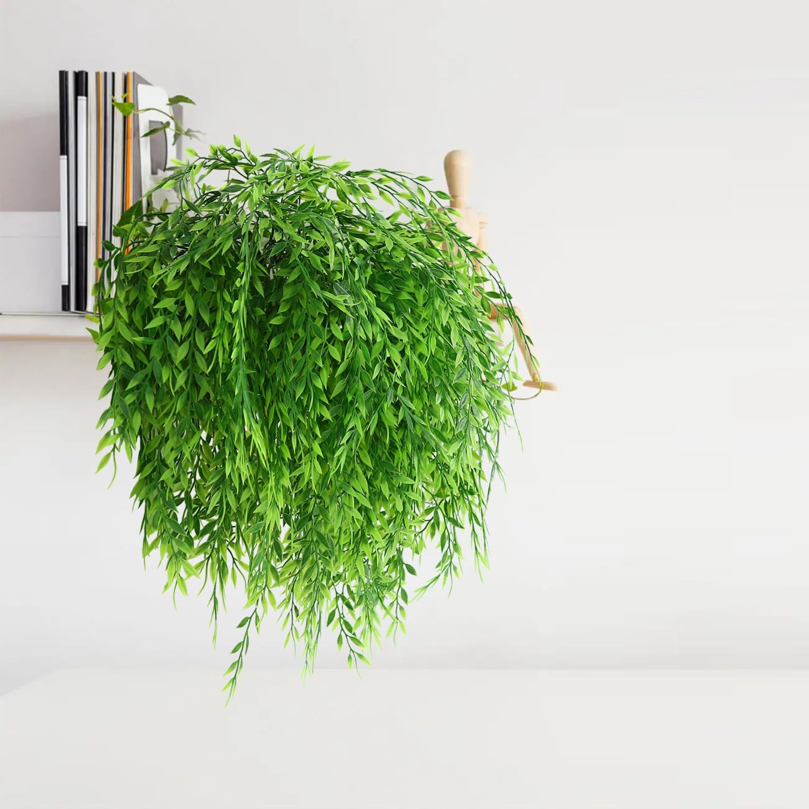 8pcs Fake Plants Weeping Willow Artificial Greenery Stems Hanging Planter Fau…