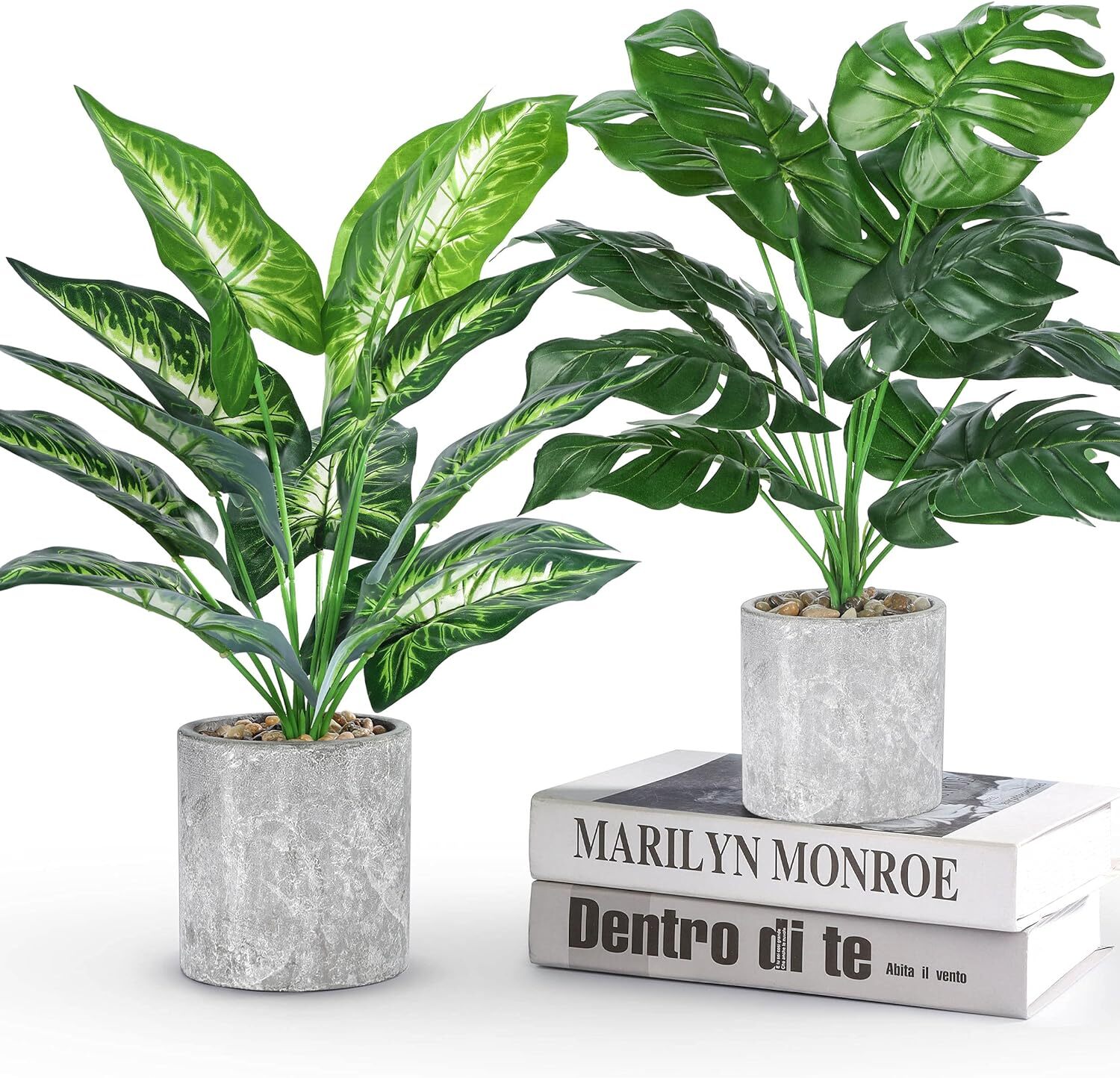 2 Pack 16 Inch Green Artificial Tropical Plants Indoor Decor Fake House Plants