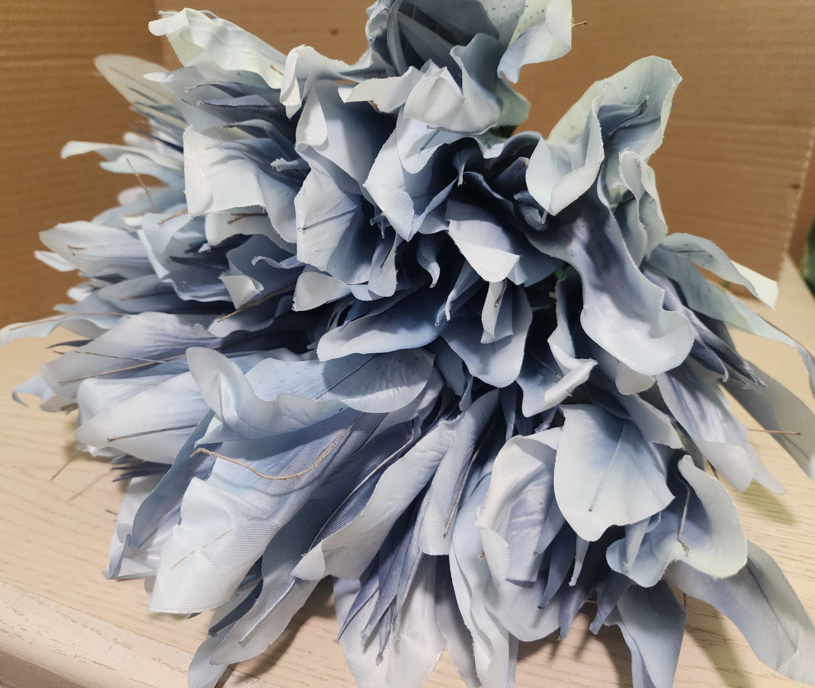 22 Large 16″ Wired Bendable Stemmed Gray Blue Green Flowers for Crafts or Decor